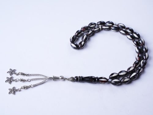 سبحة من خشب الكوك مطعم بالمعدن 33 خرزة 10*14 1585-...