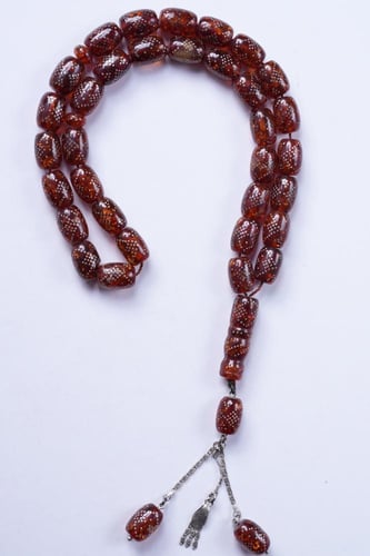 سبحة كهرمان مع فضة 1762-13-33-2