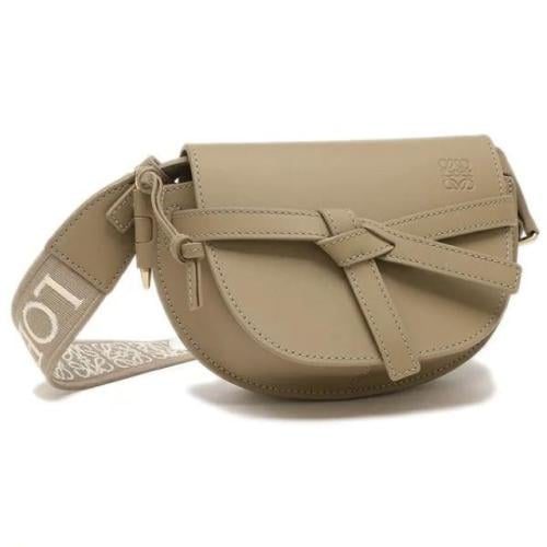 حقيبة جلدية بعقدة مزدوجة صغيرة من لويفي - رمادي