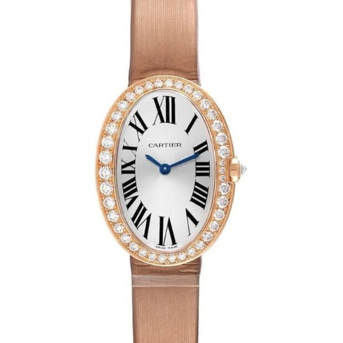 ساعة بايجنوار من كارتييه باطار كريستالي وحزام بني