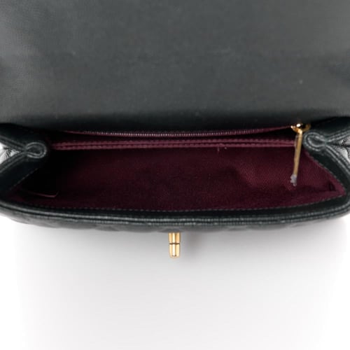 حقيبة شانيل كوكو هاندل بحجم 24 بمقبض عنابي/أسود