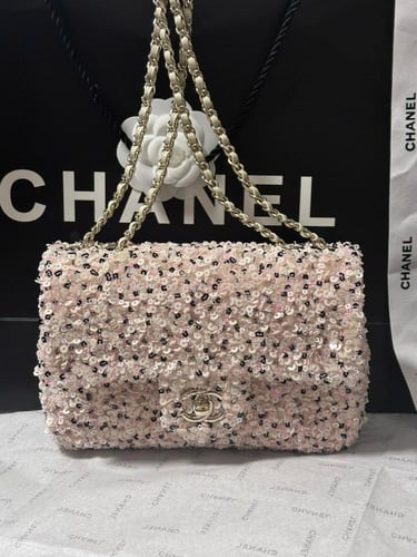 حقيبة شانيل فلاب مرصعة بالترتر-مقاس 20
