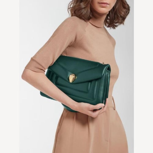حقيبة كتف سيربنتي ريفرس من بولغاري - أخضر زمردي