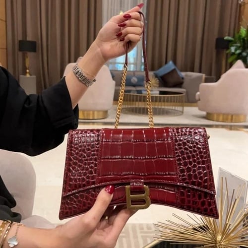 شنطة بالنسياقا نقش جلد التمساح 23CM سلسلة ذهبية