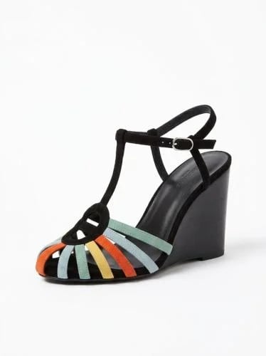 صندل ويدج T-Strap متعدد الألوان