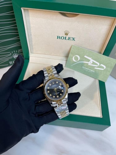 ساعة ديت جست 36 أويستر من رولكس - أسود