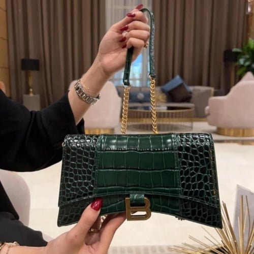 شنطة بالنسياقا نقش جلد التمساح 23CM سلسلة ذهبية