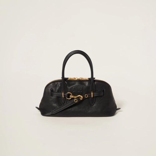 حقيبة يد ميو ميو من الكتان العتيق بمقاس 33 سم