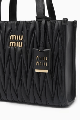 حقيبة يد صغيرة جلد نابا مبطن من ميو ميو - أسود