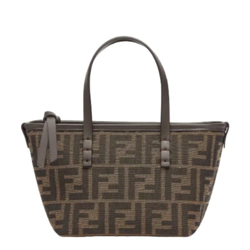 حقيبة رول باللون البني مع علامة FF من فندي