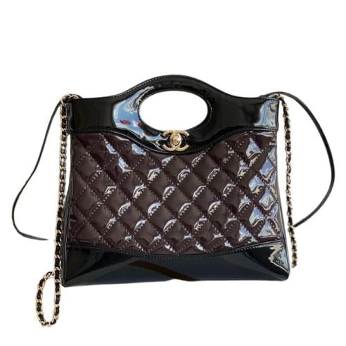 حقيبة تسوق ميني 23 مبطنة من جلد شانيل - العنابي وا...