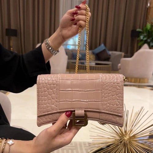 شنطة بالنسياقا نقش جلد التمساح 19CM بسلسلة ذهبية