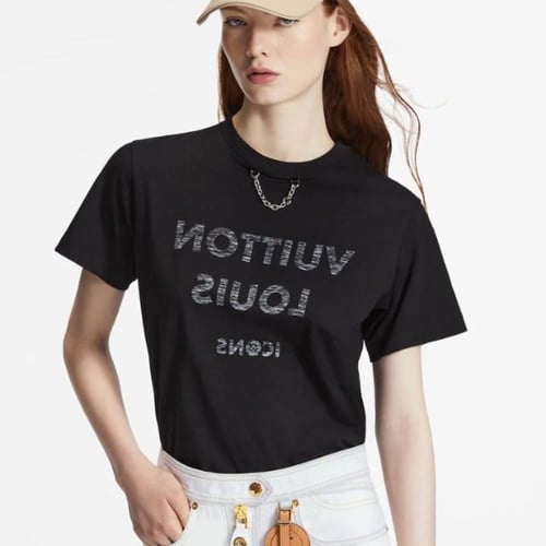 تيشيرت لويس فيتون بشعار ICONS بأكمام قصيرة من القط...