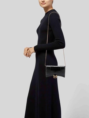 شنطة بالنسياقا نقش جلد التمساح 23CM سلسلة ذهبية