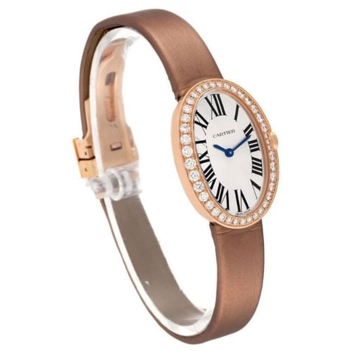 ساعة بايجنوار من كارتييه باطار كريستالي وحزام بني