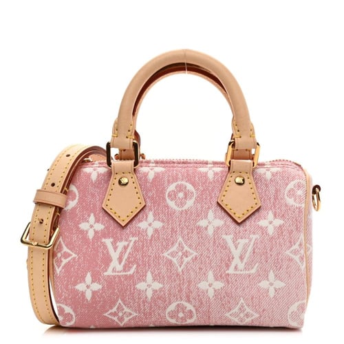 حقيبة يد صغيرة LV من قماش الدنيم المزخرف بنقشة مون...
