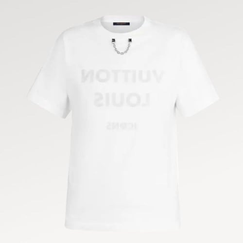 تيشيرت لويس فيتون بشعار ICONS بأكمام قصيرة من القط...