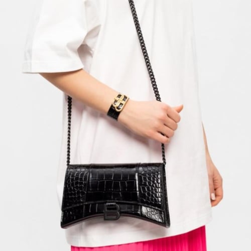 شنطة بالنسياقا نقش جلد التمساح سلسلة 23CM - أسود س...