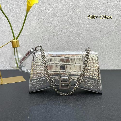 شنطة بالنسياقا نقش جلد التمساح 23CM بسلسلة فضية