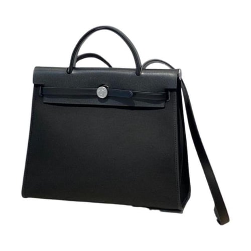 حقيبة هيرباج توال 31 بقماش وجلد أسود من ايرميز