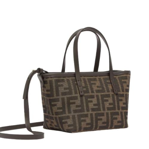 حقيبة رول باللون البني مع علامة FF من فندي