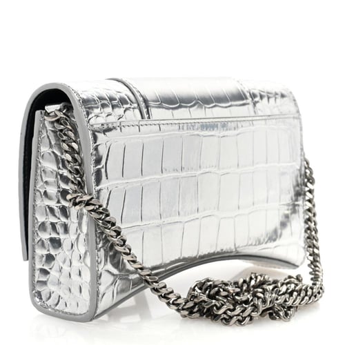 شنطة بالنسياقا نقش جلد التمساح 19CM بسلسلة فضية