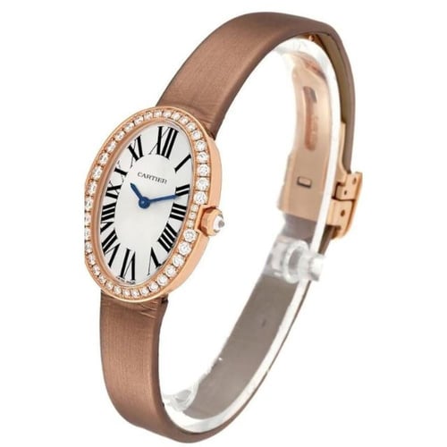 ساعة بايجنوار من كارتييه باطار كريستالي وحزام بني