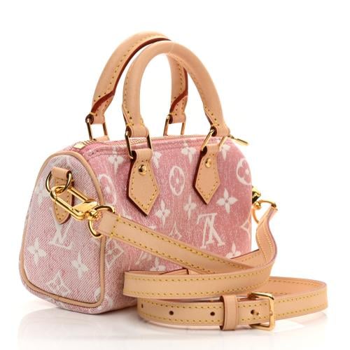 حقيبة يد صغيرة LV من قماش الدنيم المزخرف بنقشة مون...