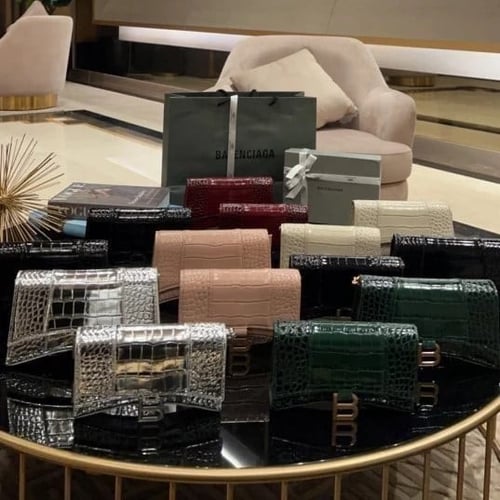 شنطة بالنسياقا نقش جلد التمساح 19CM بسلسلة ذهبية