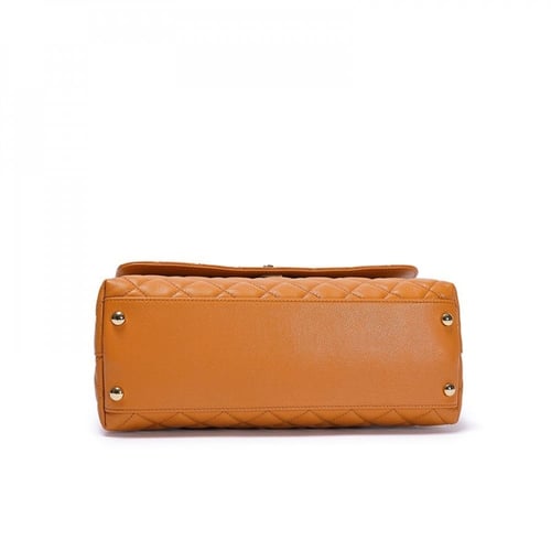 شنطة شانيل كوكو جلد مبطن 29 سم - برتقالي