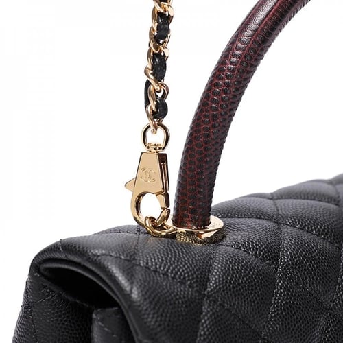 شنطة شانيل كوكو هاندل 29 سم - مقبض أسود/ عنابي