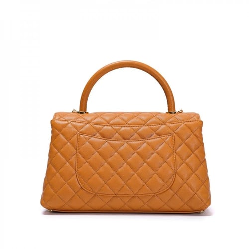 شنطة شانيل كوكو جلد مبطن 29 سم - برتقالي