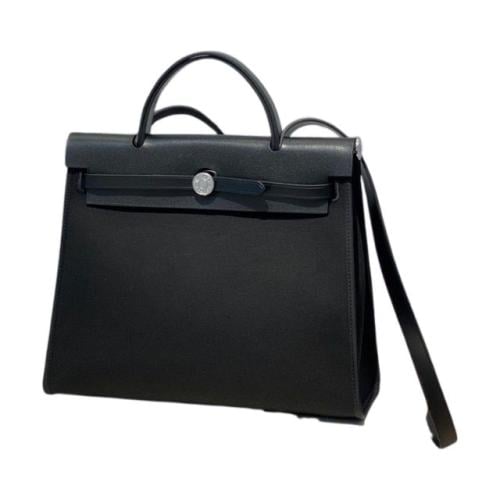 حقيبة هيرباج توال 31 بقماش وجلد أسود من ايرميز