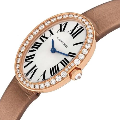 ساعة بايجنوار من كارتييه باطار كريستالي وحزام بني