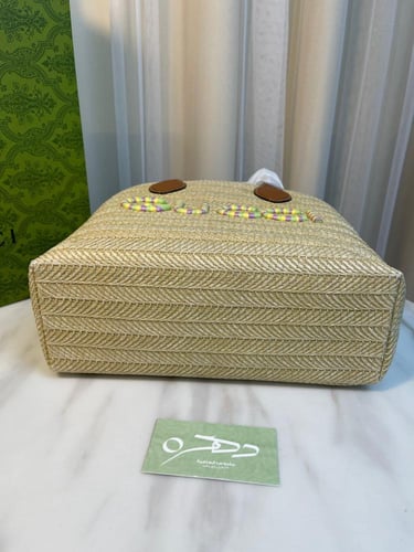 حقيبة يد وكتف ميني من القش من قوتشي