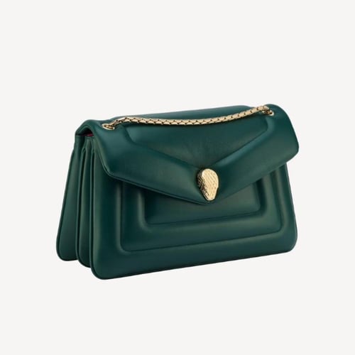 حقيبة كتف سيربنتي ريفرس من بولغاري - أخضر زمردي