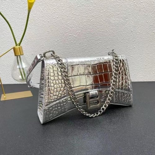 شنطة بالنسياقا نقش جلد التمساح 23CM بسلسلة فضية