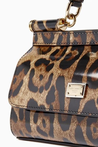 حقيبة دولتشي آند غابانا سيسيلي الصغيرة بنقشة جلد ا...