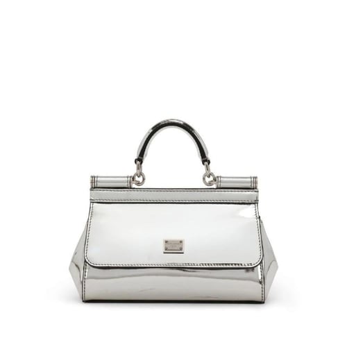 شنطة عملية سيسيلي جلد صغيرة بلمعان فضي