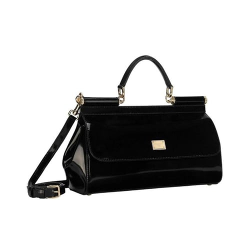 حقيبة سيسلي عريضة 29 جلد لامع أسود