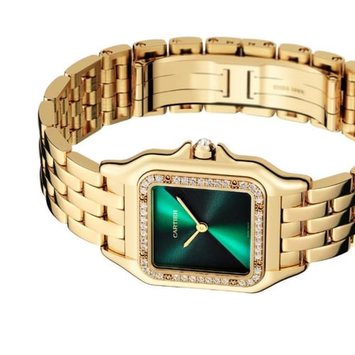 ساعة بانتير دو كارتييه باطار مصع بكريستال ومينا خض...