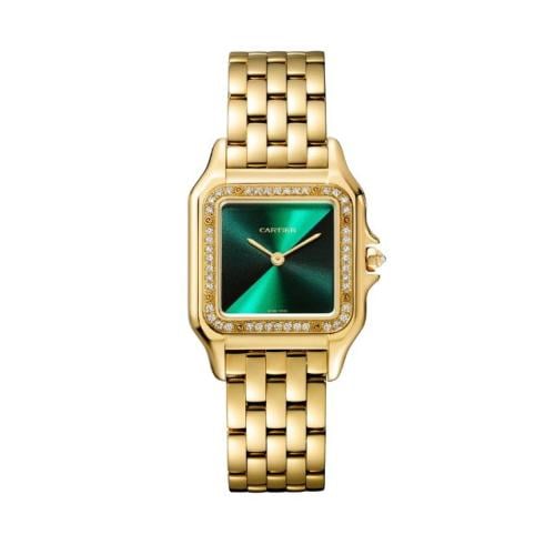 ساعة بانتير دو كارتييه باطار مصع بكريستال ومينا خض...