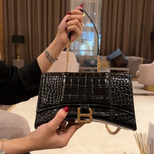 شنطة بالنسياقا نقش جلد التمساح 23CM سلسلة ذهبية