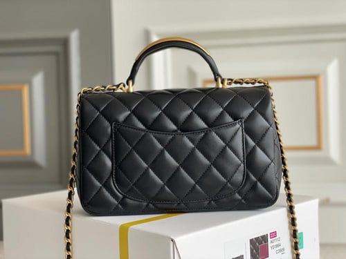 حقيبة يد كلاسيكية 20 سم بهاردوير ذهبي من شانيل - أ...