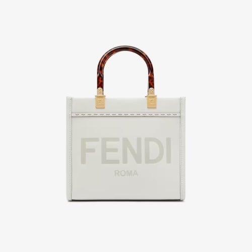 شنطة فندي صن شاين شوبر سمول - أبيض