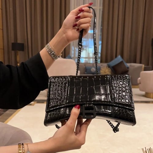 شنطة بالنسياقا نقش جلد التمساح سلسلة 23CM - أسود س...