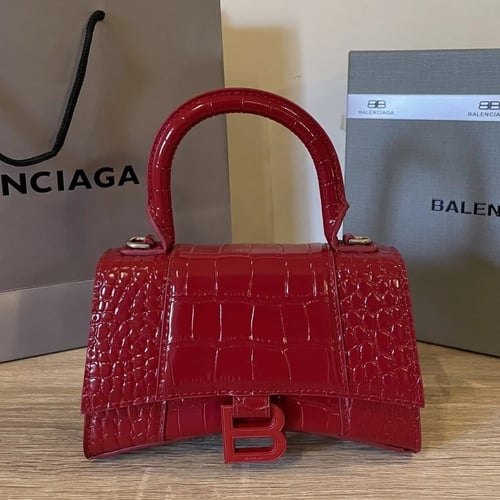 شنطة بالنسياقا الحجم اكس سمول 19 سم بنقش جلد التمس...