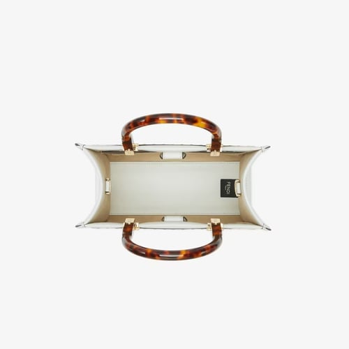 شنطة فندي صن شاين شوبر سمول - أبيض