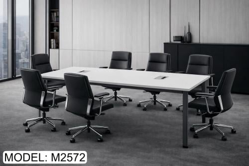 طاوله اجتماعات لون ابيض ارجل رصاصي