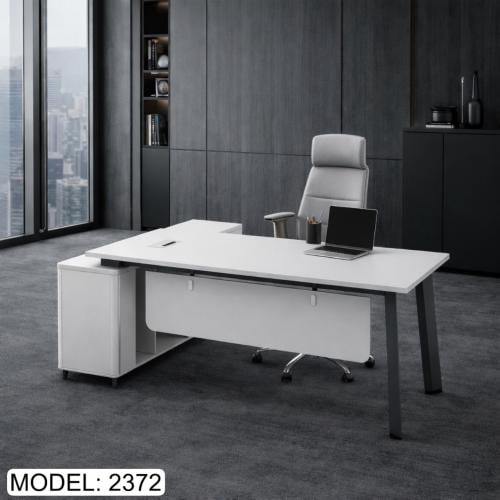 مكتب موديل 2372-20 لون ابيض ملحق ثابت